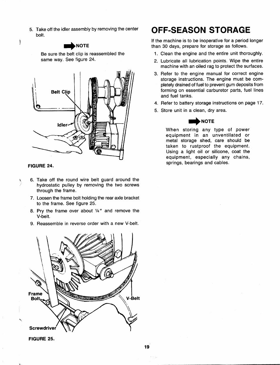 Off-season storage | Bolens 138-784-401 User Manual | Page 19 / 36