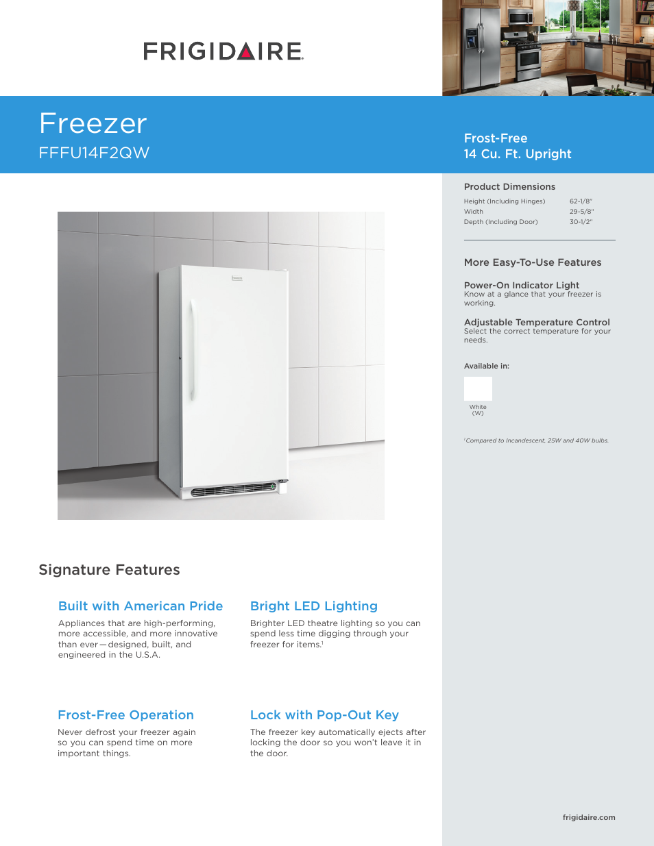 FRIGIDAIRE FFFU14F2QW User Manual | 3 pages
