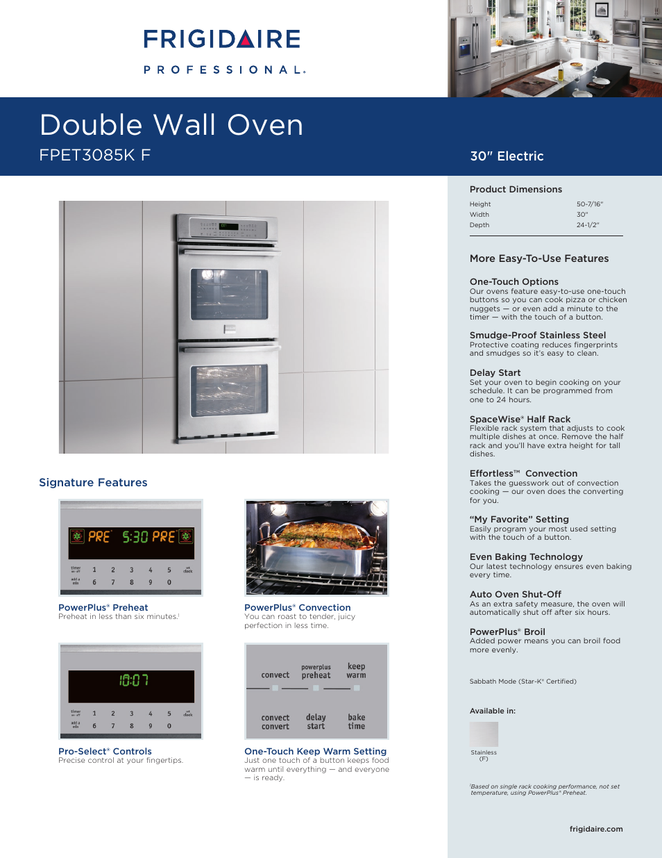 FRIGIDAIRE FPET3085KF User Manual | 6 pages
