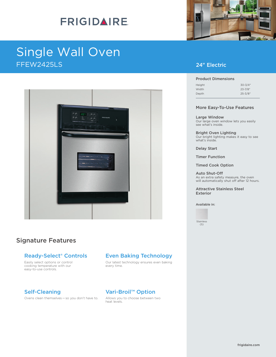 FRIGIDAIRE FFEW2425LS User Manual | 7 pages
