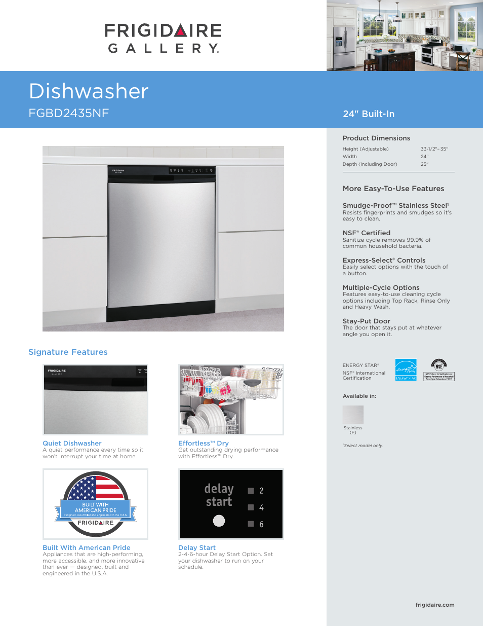 FRIGIDAIRE FGBD2435NW User Manual | 7 pages