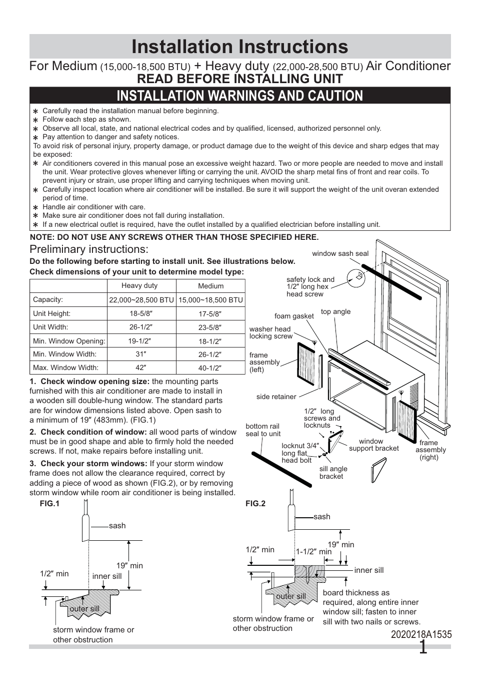 FRIGIDAIRE FFRE1533Q1 User Manual | 8 pages