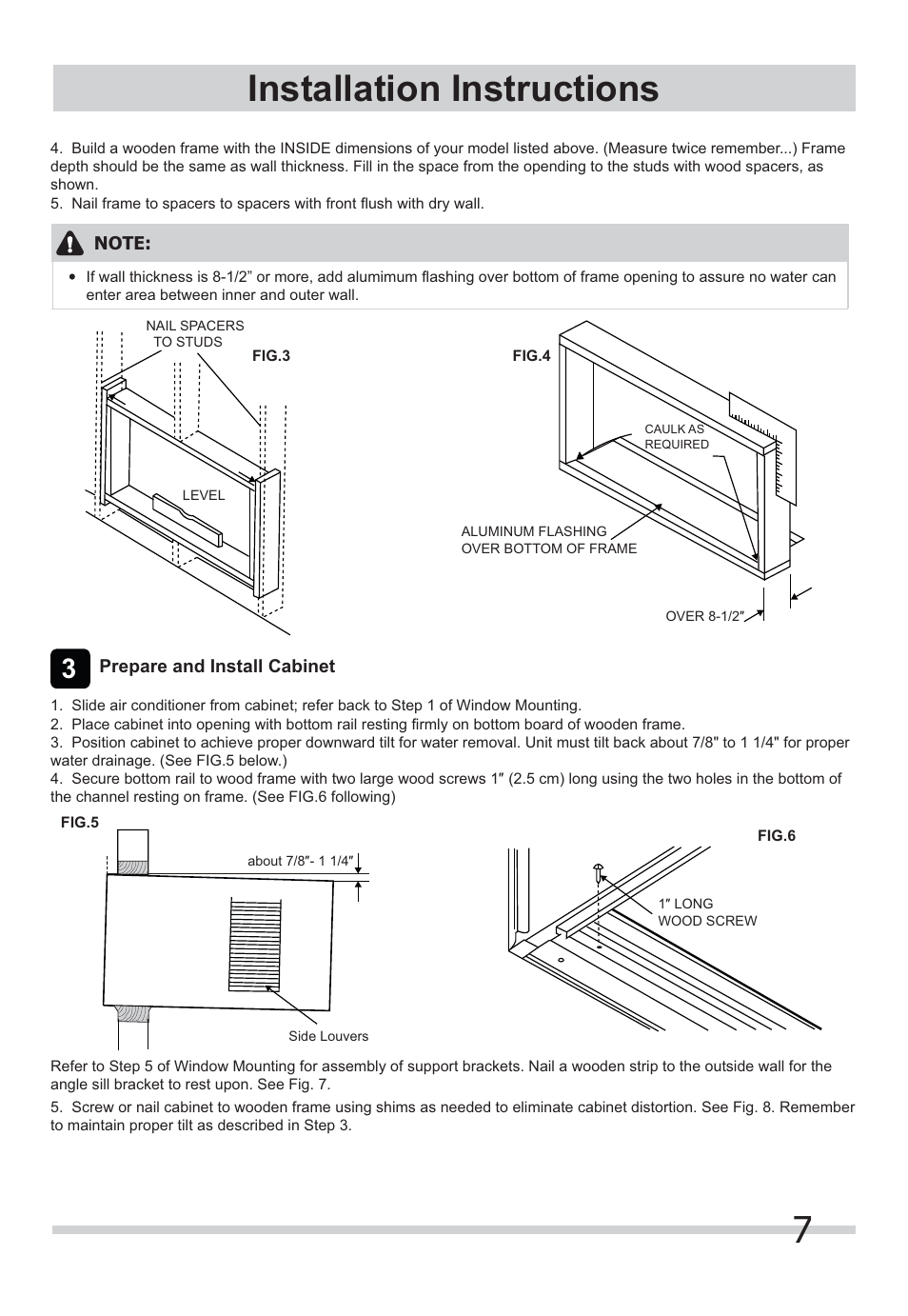 7installation instructions | FRIGIDAIRE FFRE1533Q1 User Manual | Page 7 / 8