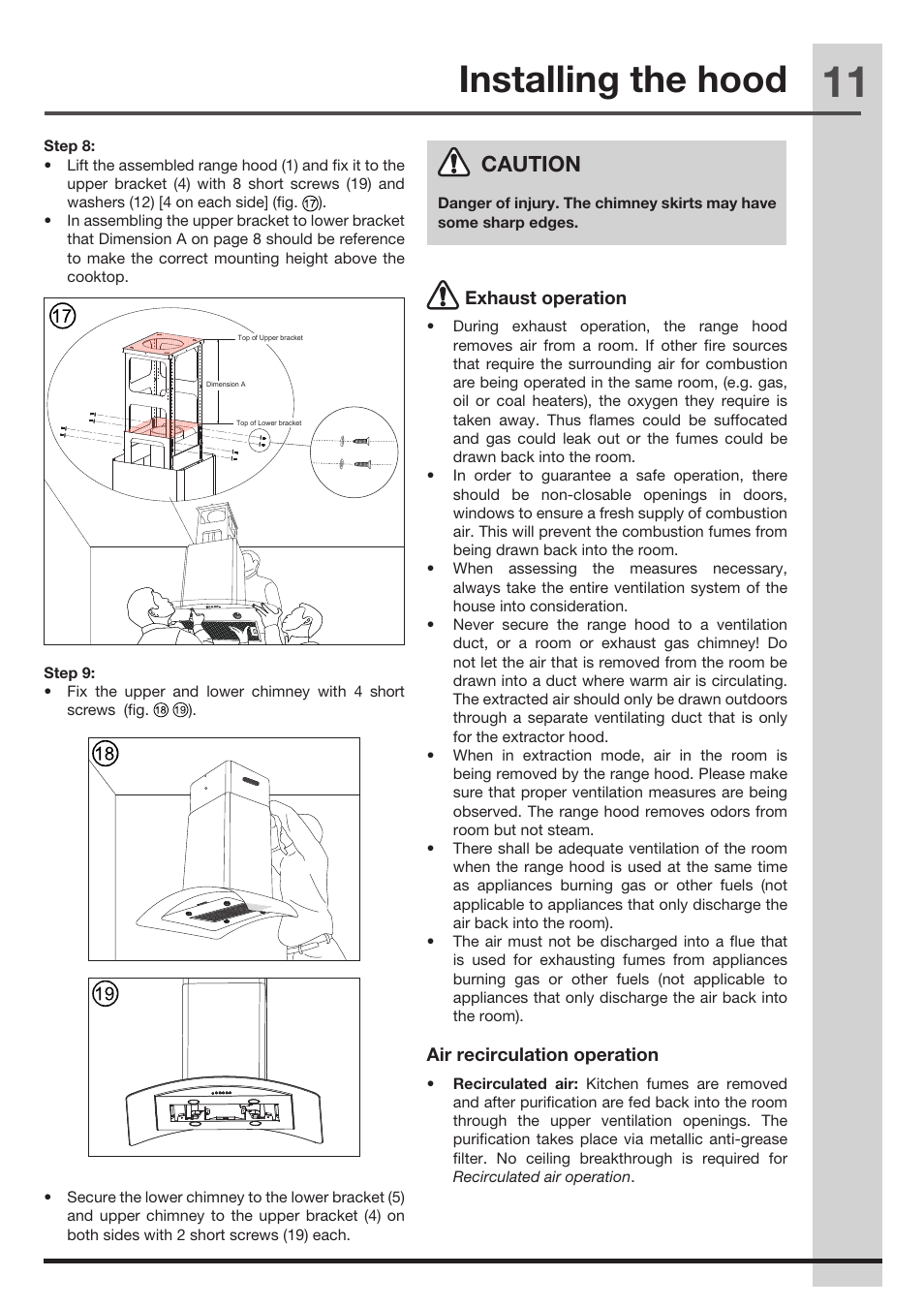 Installing the hood, Caution | FRIGIDAIRE FHPC4260LS User Manual | Page 11 / 15