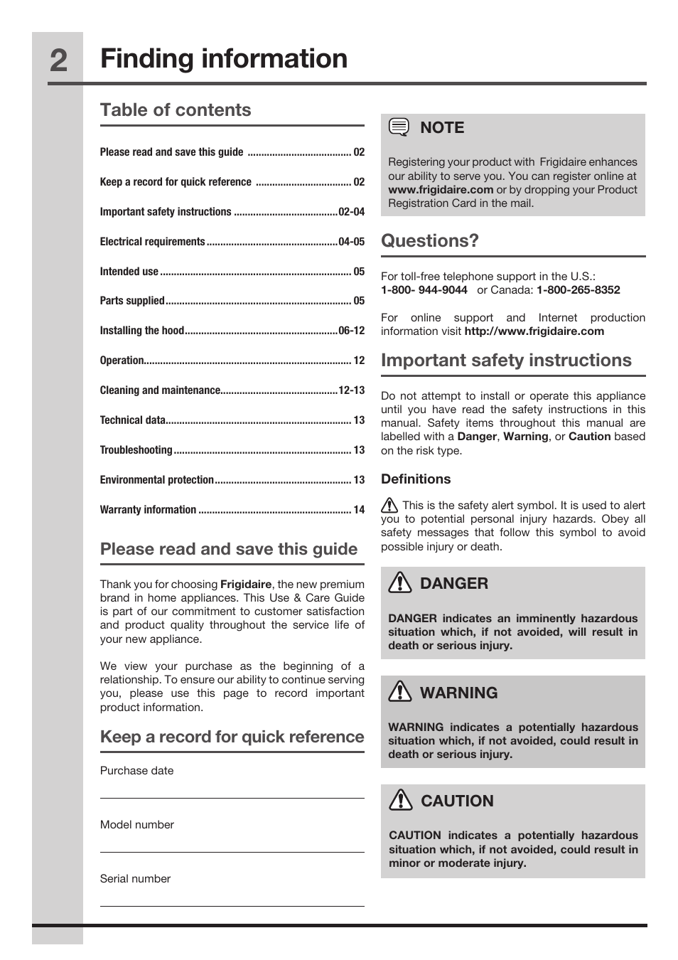 FRIGIDAIRE FHPC4260LS User Manual | Page 2 / 15