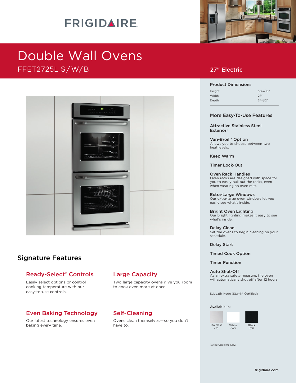 FRIGIDAIRE FFET2725LW User Manual | 6 pages