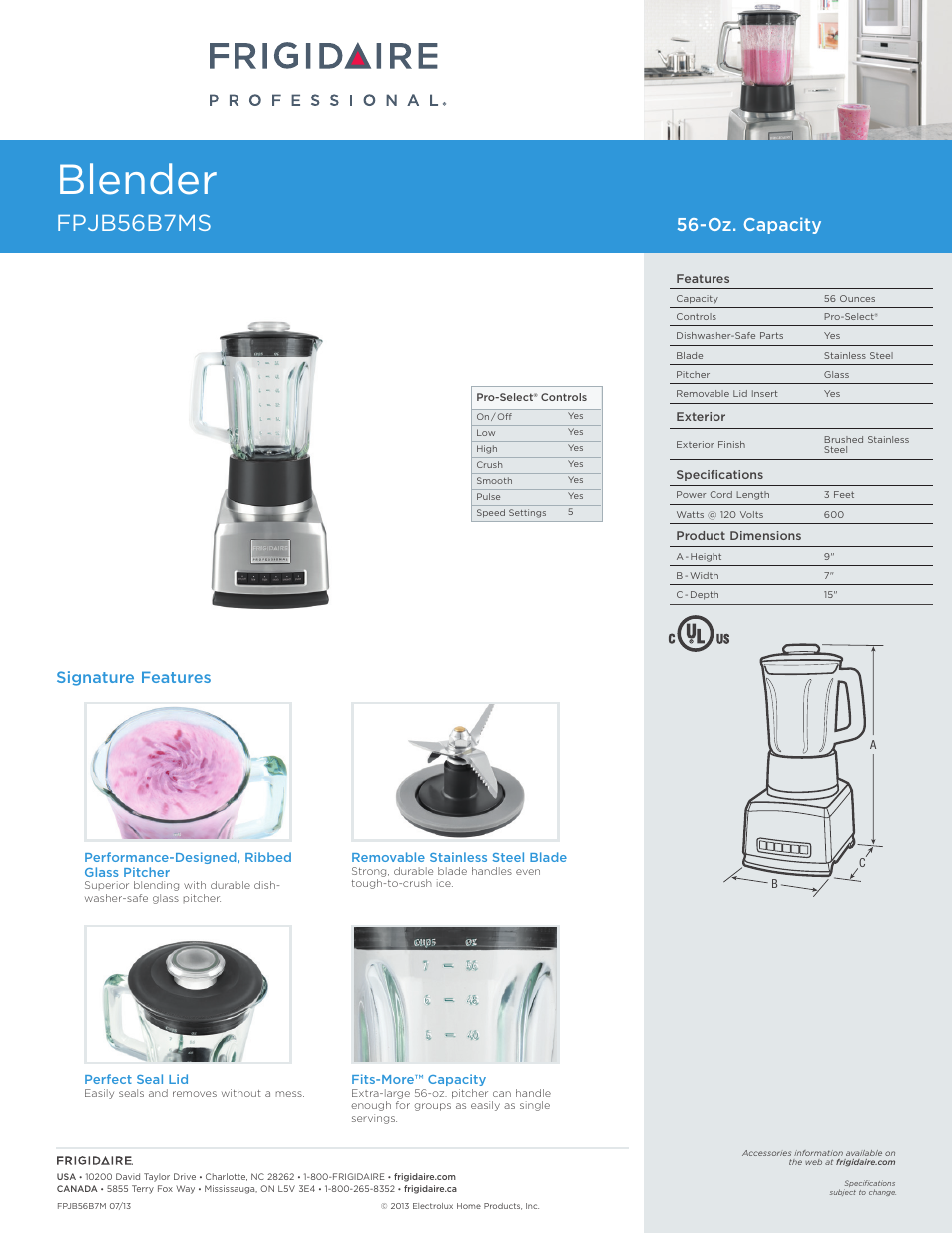 FRIGIDAIRE FPJB56B7MS User Manual | 1 page