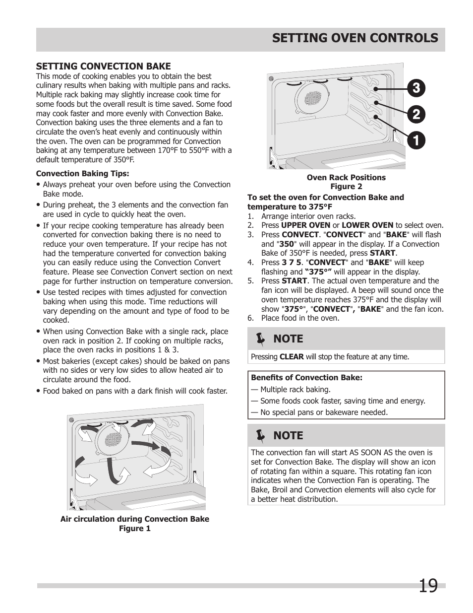 Setting oven controls | FRIGIDAIRE FGEF308TNF User Manual | Page 19 / 40