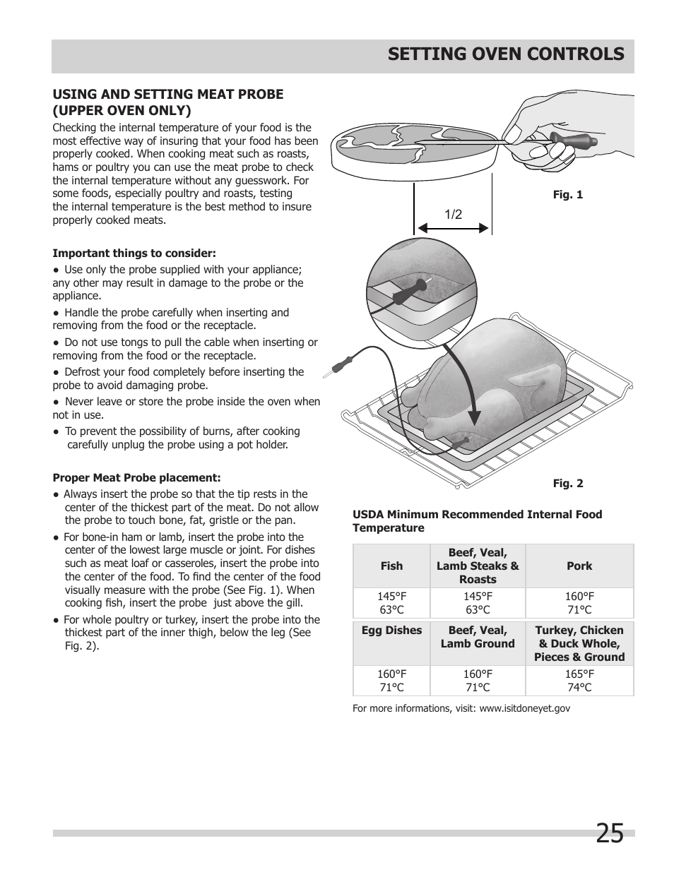Setting oven controls | FRIGIDAIRE FGEF308TNF User Manual | Page 25 / 40