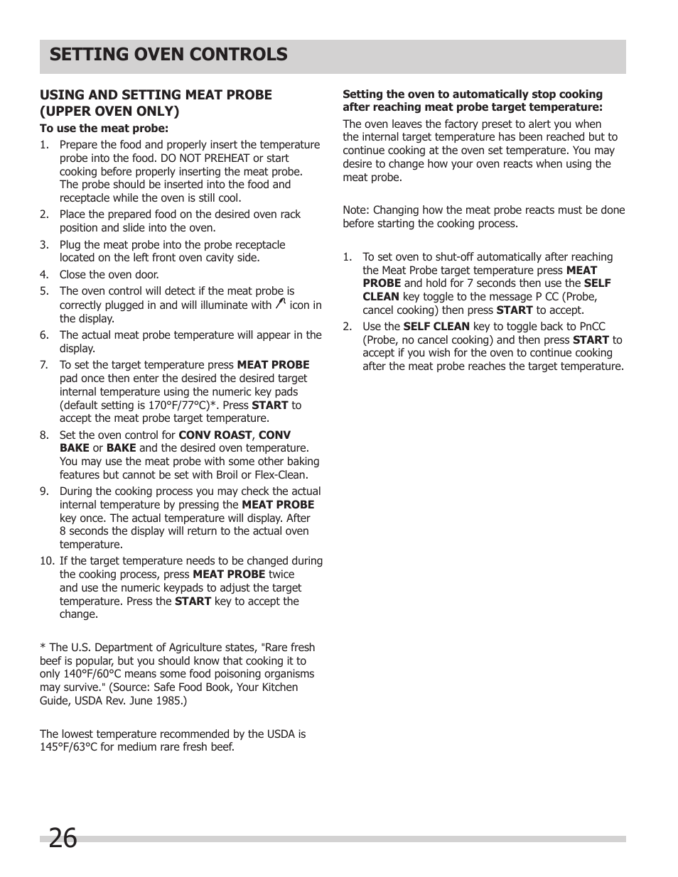 Setting oven controls | FRIGIDAIRE FGEF308TNF User Manual | Page 26 / 40