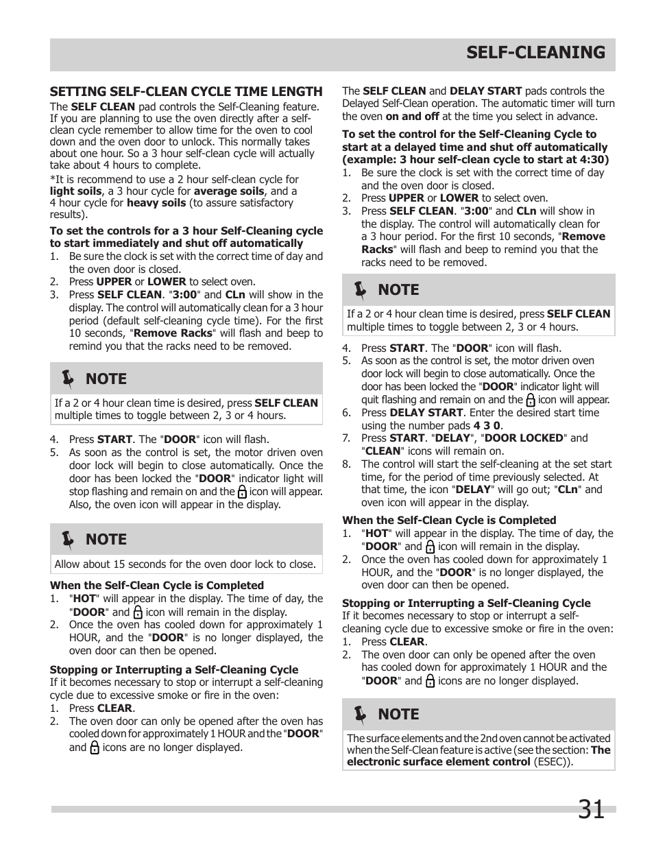 Self-cleaning | FRIGIDAIRE FGEF308TNF User Manual | Page 31 / 40