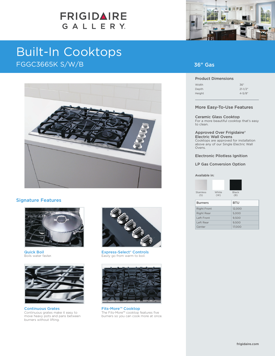 FRIGIDAIRE FGGC3665KS User Manual | 5 pages