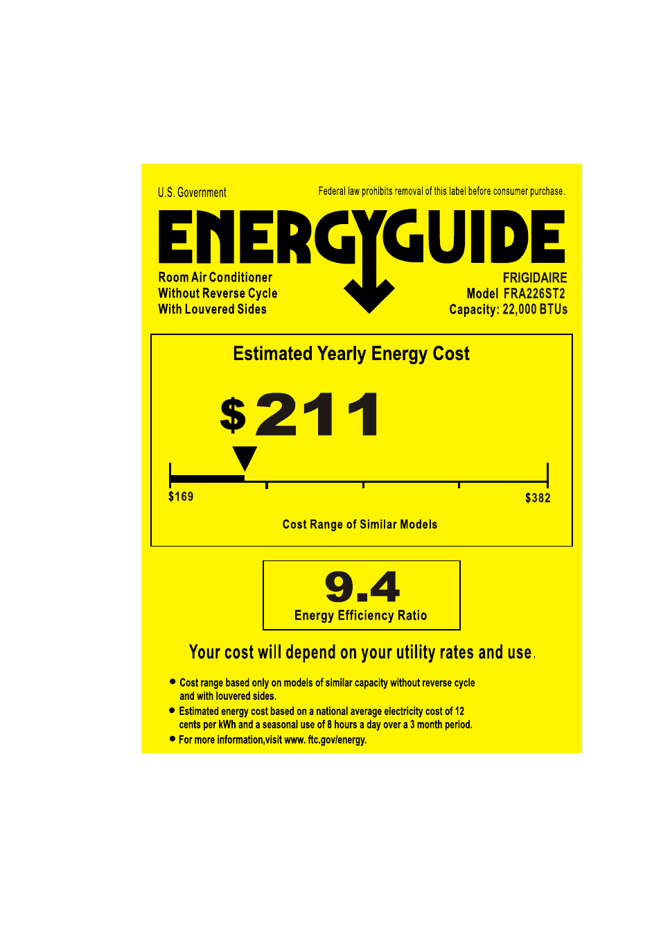 FRIGIDAIRE FRA226ST2 User Manual | 1 page