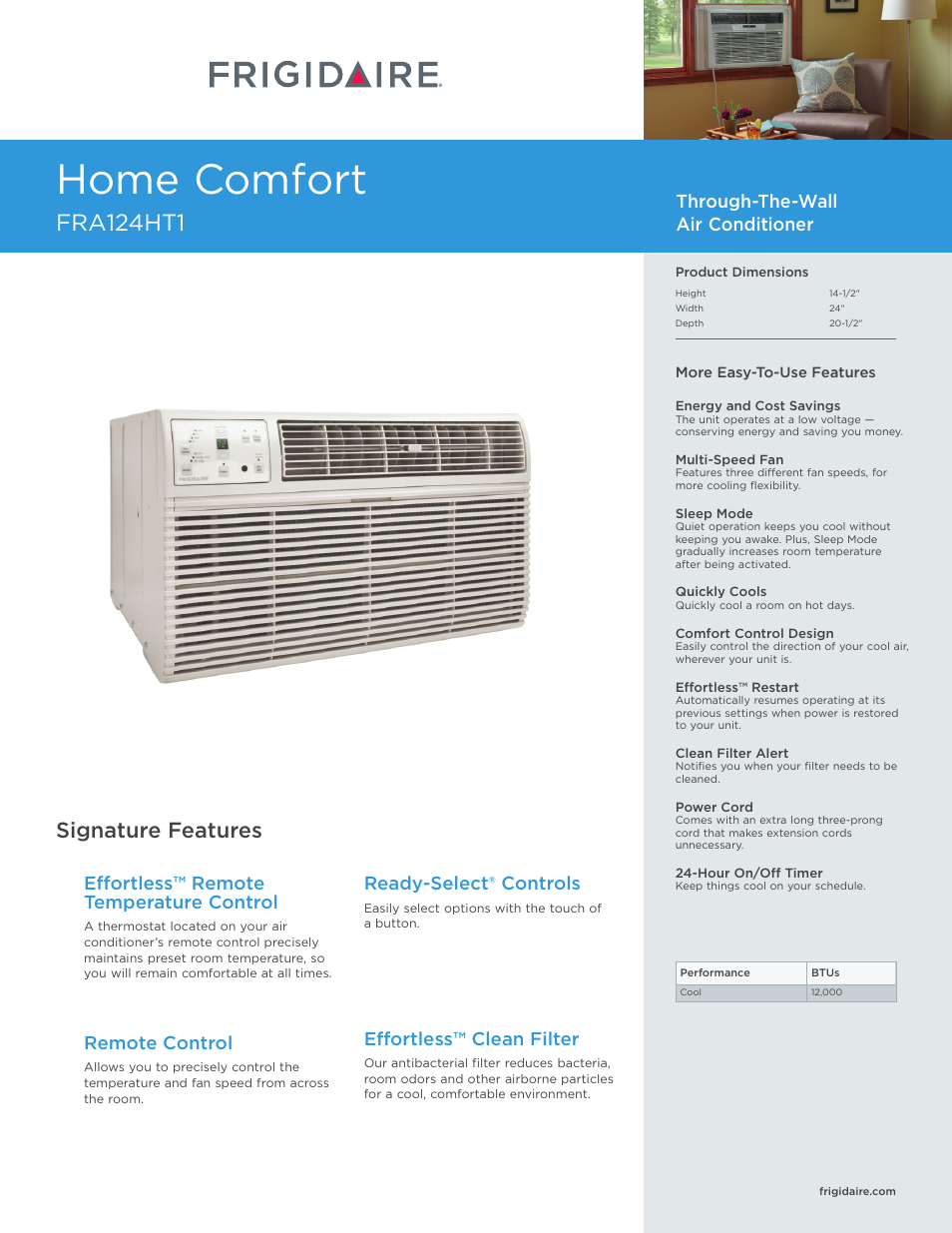 FRIGIDAIRE FRA124HT1 User Manual | 3 pages