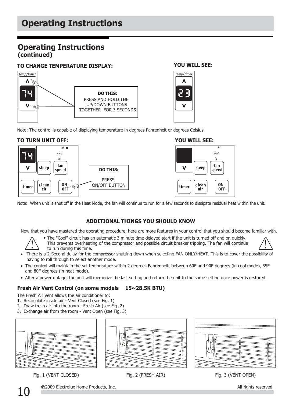 Operating instructions | FRIGIDAIRE FRA064ZU1 User Manual | Page 10 / 13
