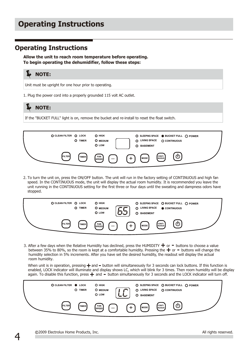 Operating instructions | FRIGIDAIRE FAD954DWD User Manual | Page 4 / 11