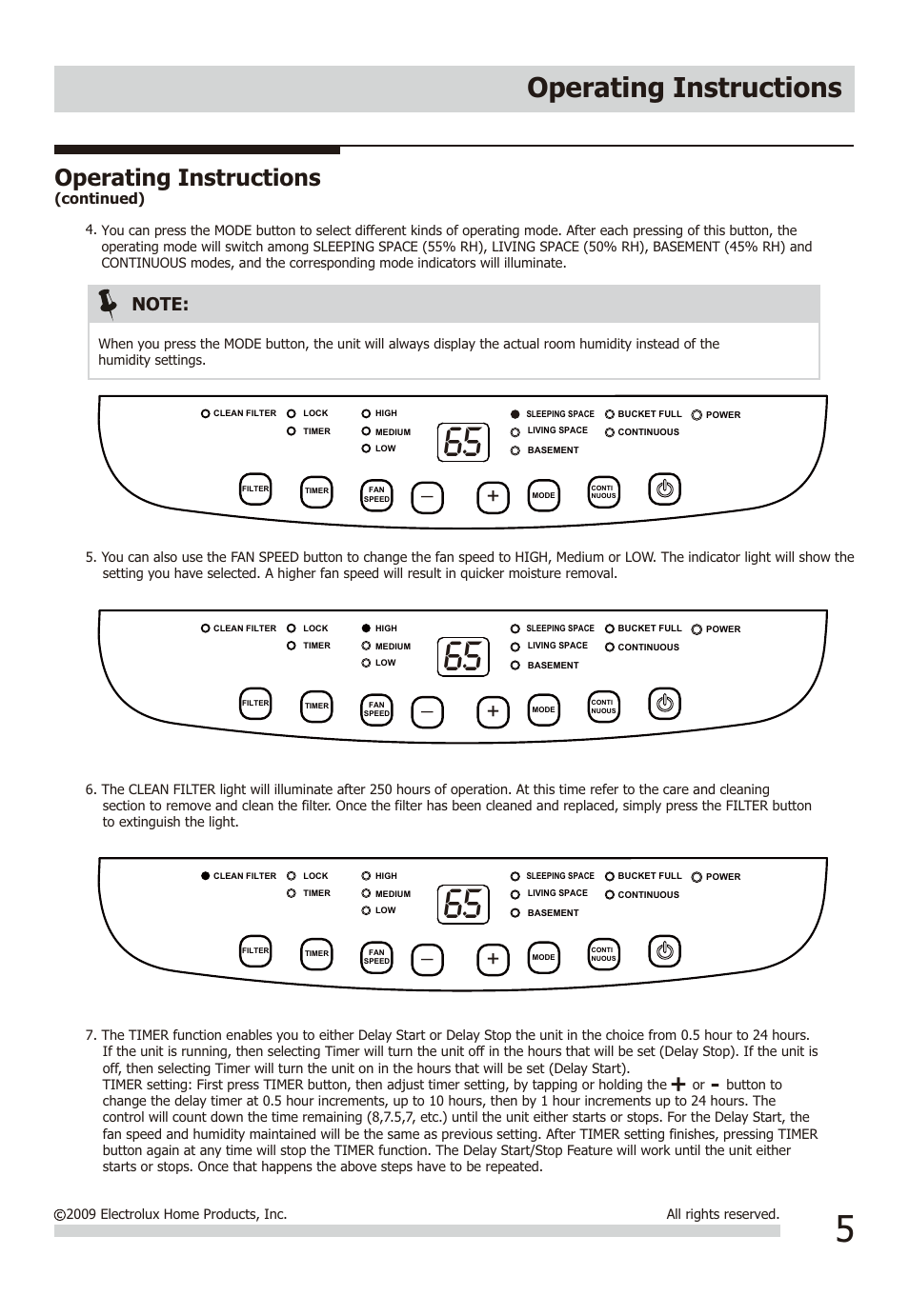 Operating instructions | FRIGIDAIRE FAD954DWD User Manual | Page 5 / 11