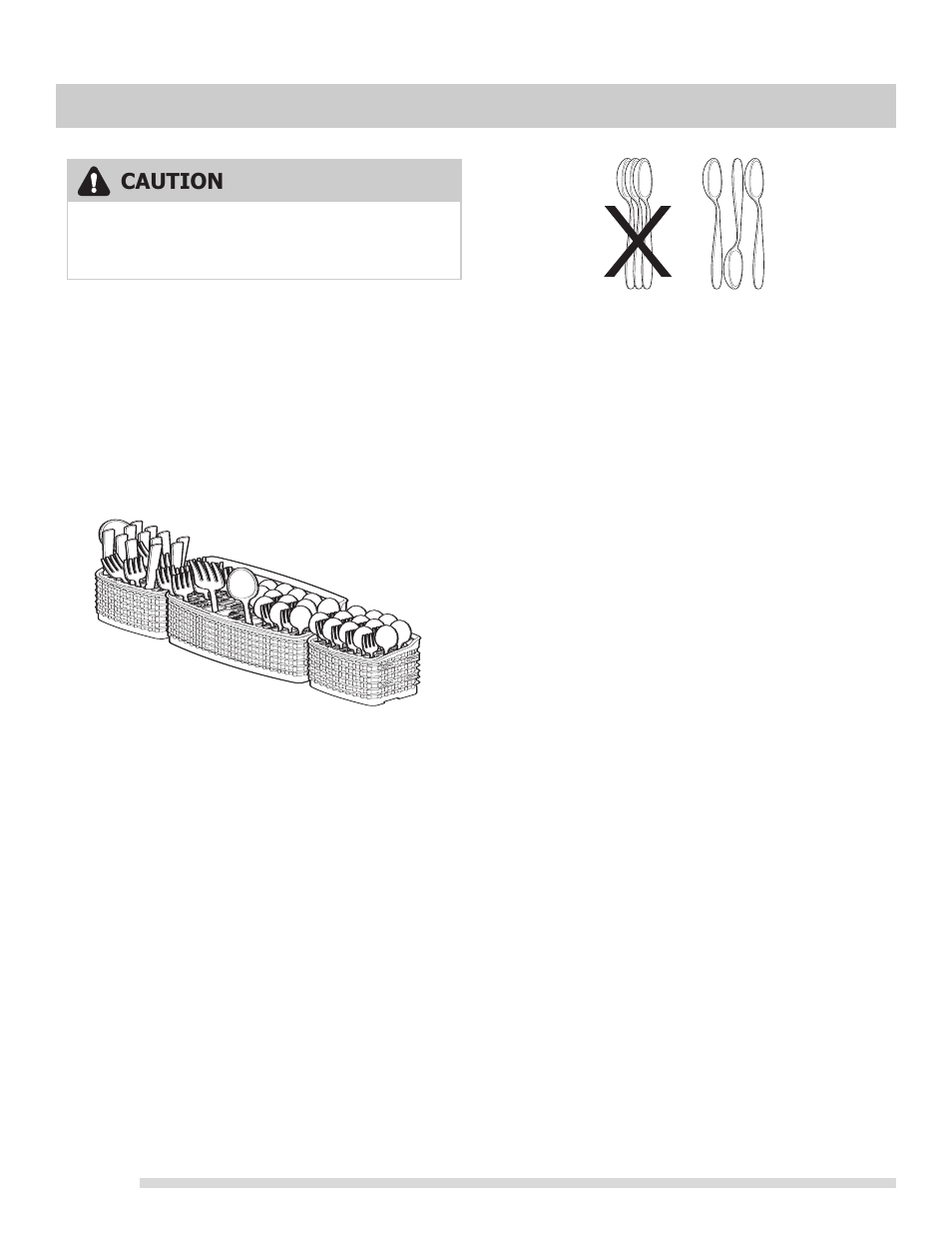 Loading the silverware basket, Filling the detergent dispenser, Dishwasher dispenser & detergents | Preparing and loading dishes, Adding a dish, Caution | FRIGIDAIRE FGHD2465NB User Manual | Page 12 / 20
