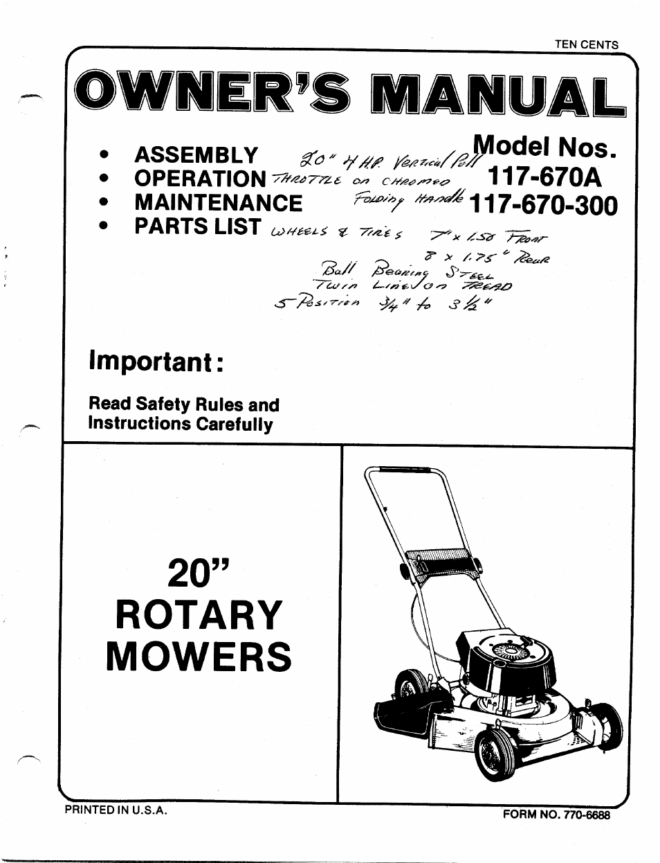 Bolens 117-670-300 User Manual | 12 pages