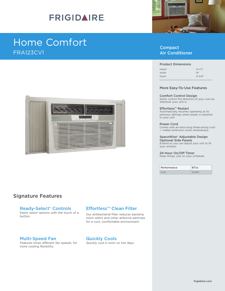 FRIGIDAIRE FRA123CV1 User Manual | 2 pages