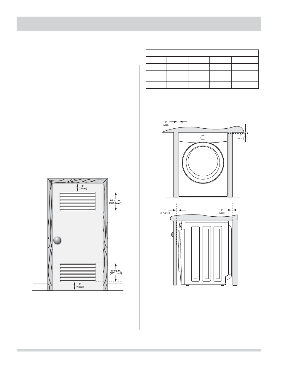 Exigences d’installation, Exigences de dégagement (suite) | FRIGIDAIRE FAQG7001LW User Manual | Page 32 / 68