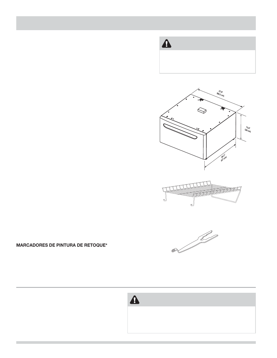 Accesorios, Advertencia, Piezas de repuesto | Precaución | FRIGIDAIRE FAQG7001LW User Manual | Page 66 / 68