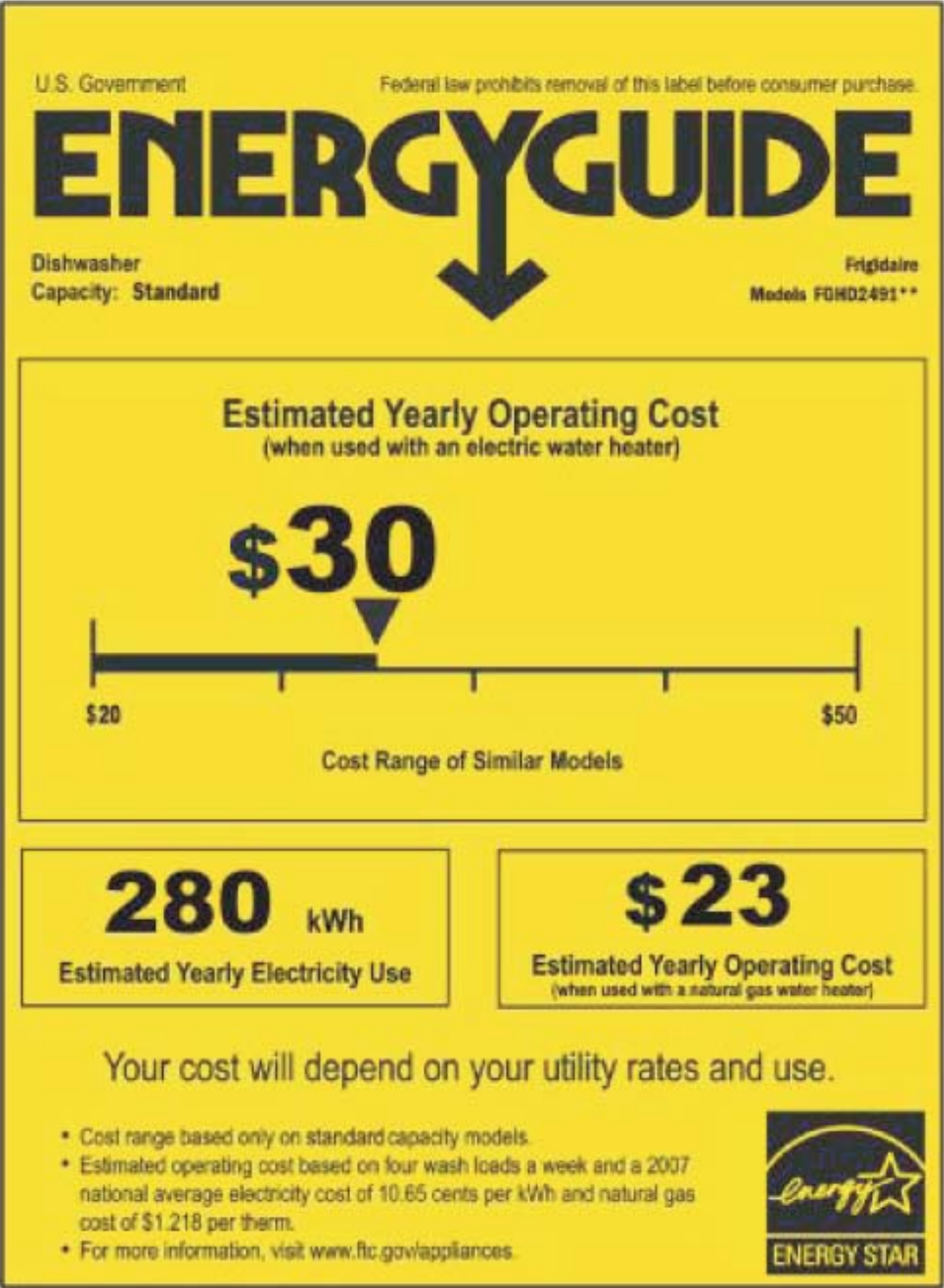 FRIGIDAIRE FGHD2491LB User Manual | 1 page
