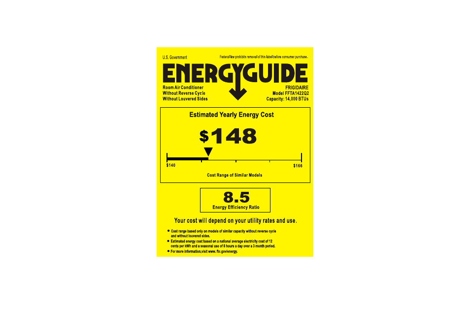 FRIGIDAIRE FFTA1422Q2 User Manual | 1 page