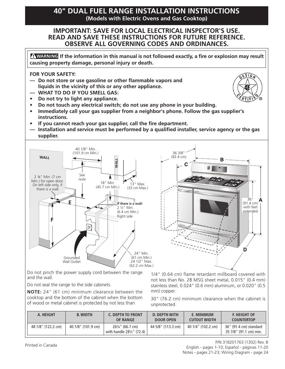 FRIGIDAIRE FPDF4085KF User Manual | 24 pages
