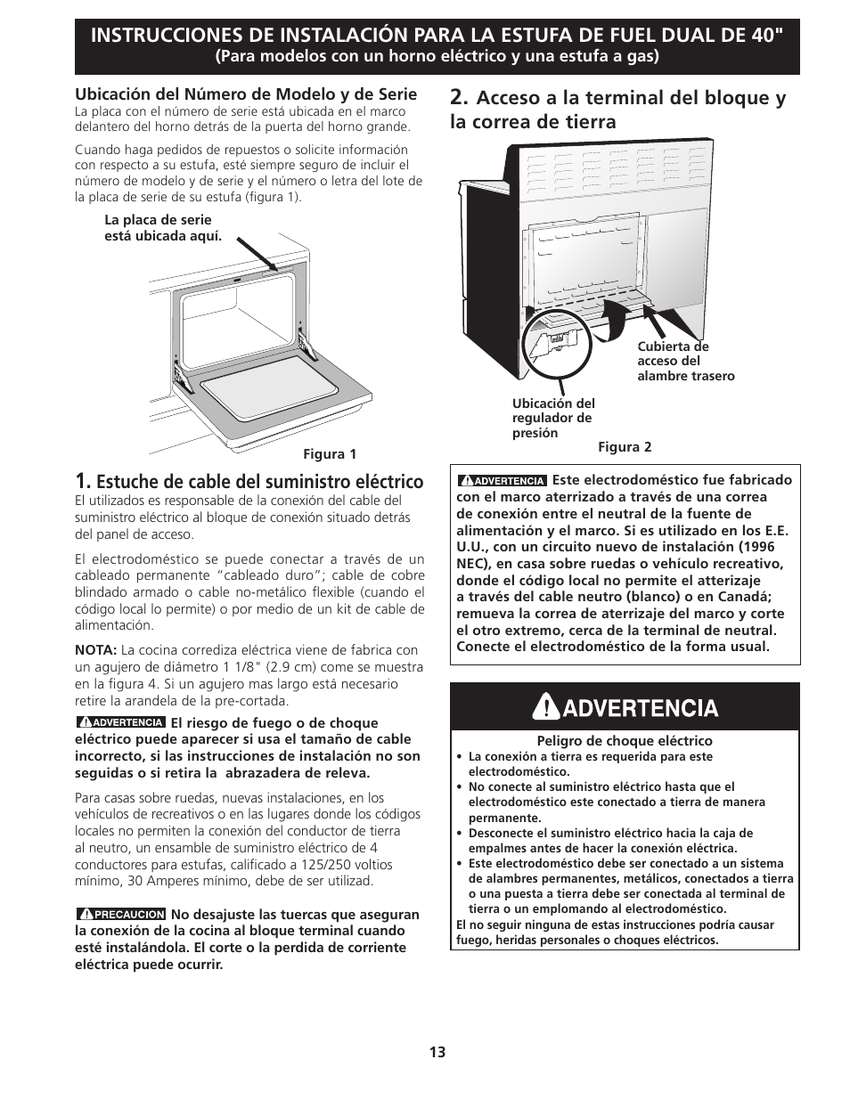 Estuche de cable del suministro eléctrico | FRIGIDAIRE FPDF4085KF User Manual | Page 13 / 24