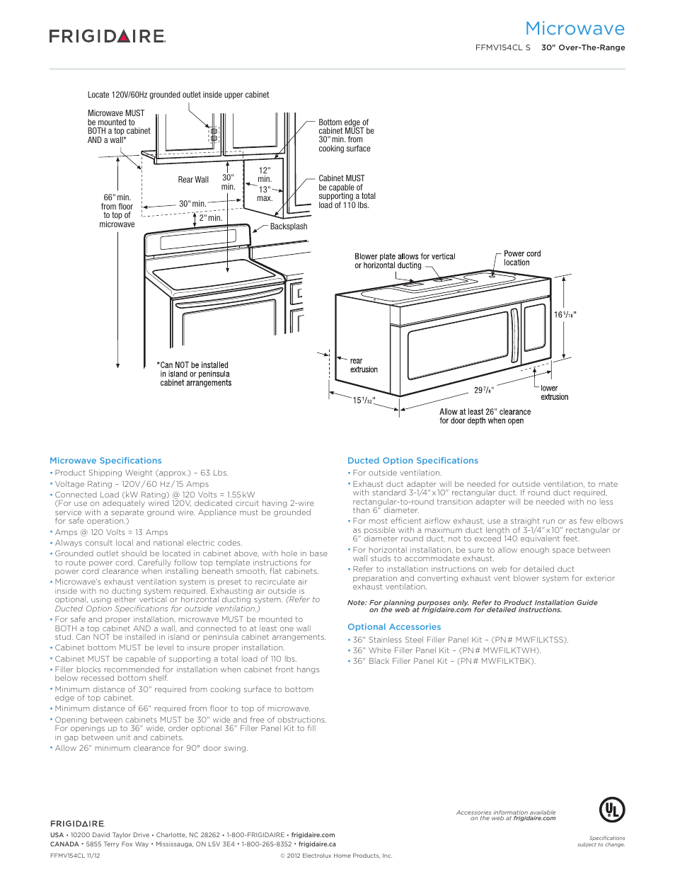 Microwave | FRIGIDAIRE FFMV154CLS User Manual | Page 3 / 7