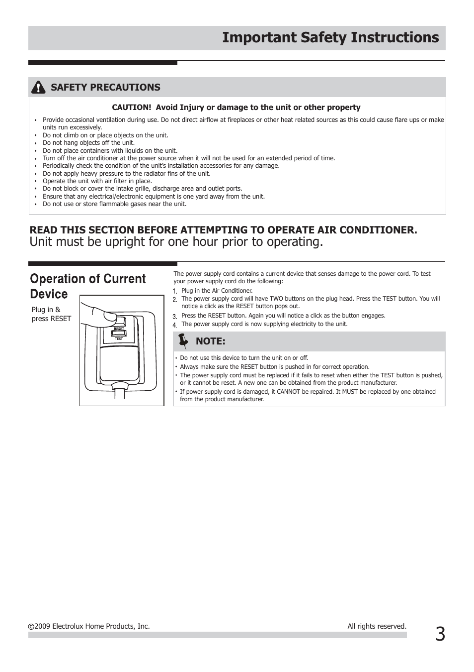 Important safety instructions | FRIGIDAIRE FRA064VU1 User Manual | Page 3 / 12