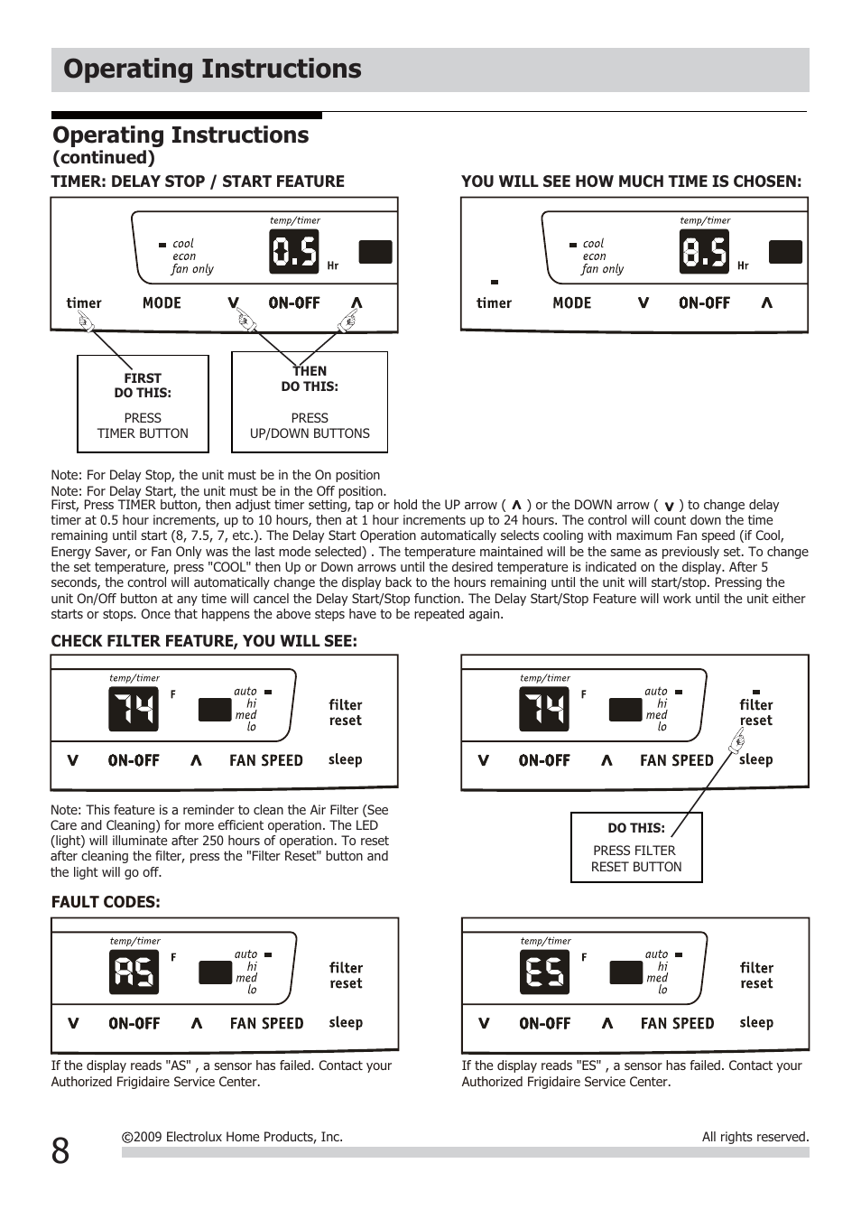 Operating instructions | FRIGIDAIRE FRA064VU1 User Manual | Page 8 / 12