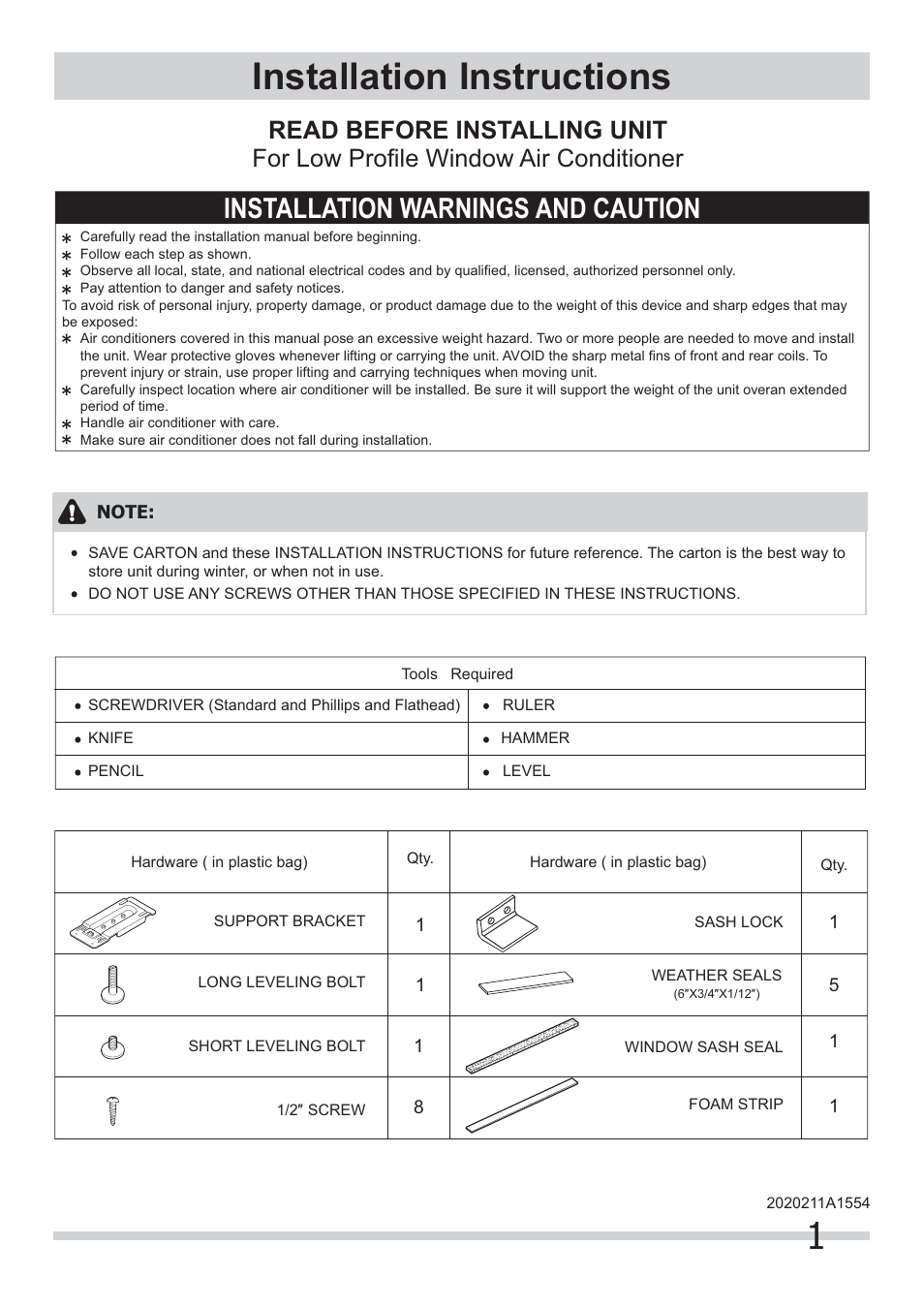 FRIGIDAIRE FRA064VU1 User Manual | 5 pages