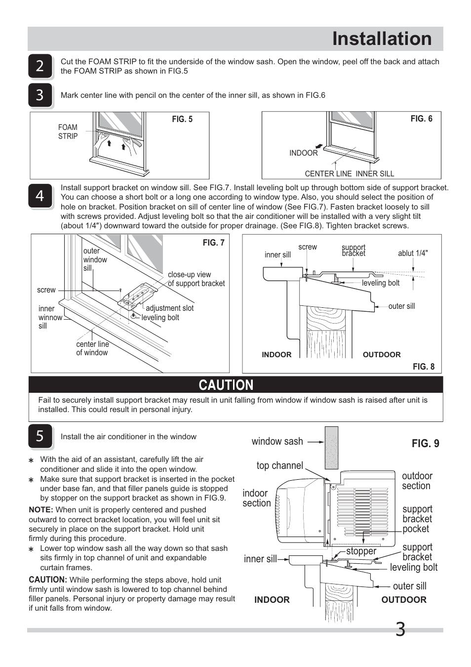 Installation 3, How to install, Fig. 9 | FRIGIDAIRE FRA064VU1 User Manual | Page 3 / 5