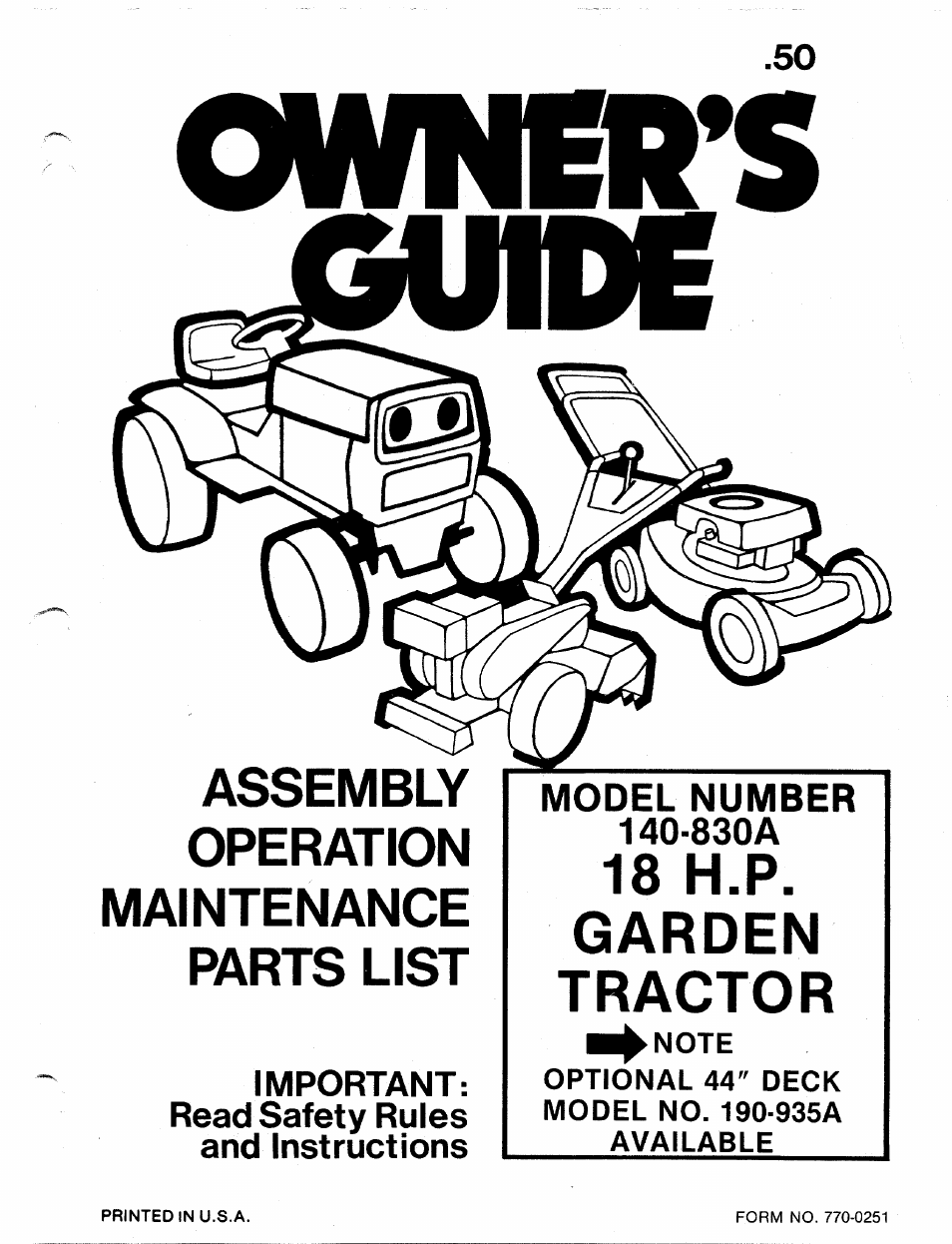 Bolens 140-830A User Manual | 38 pages