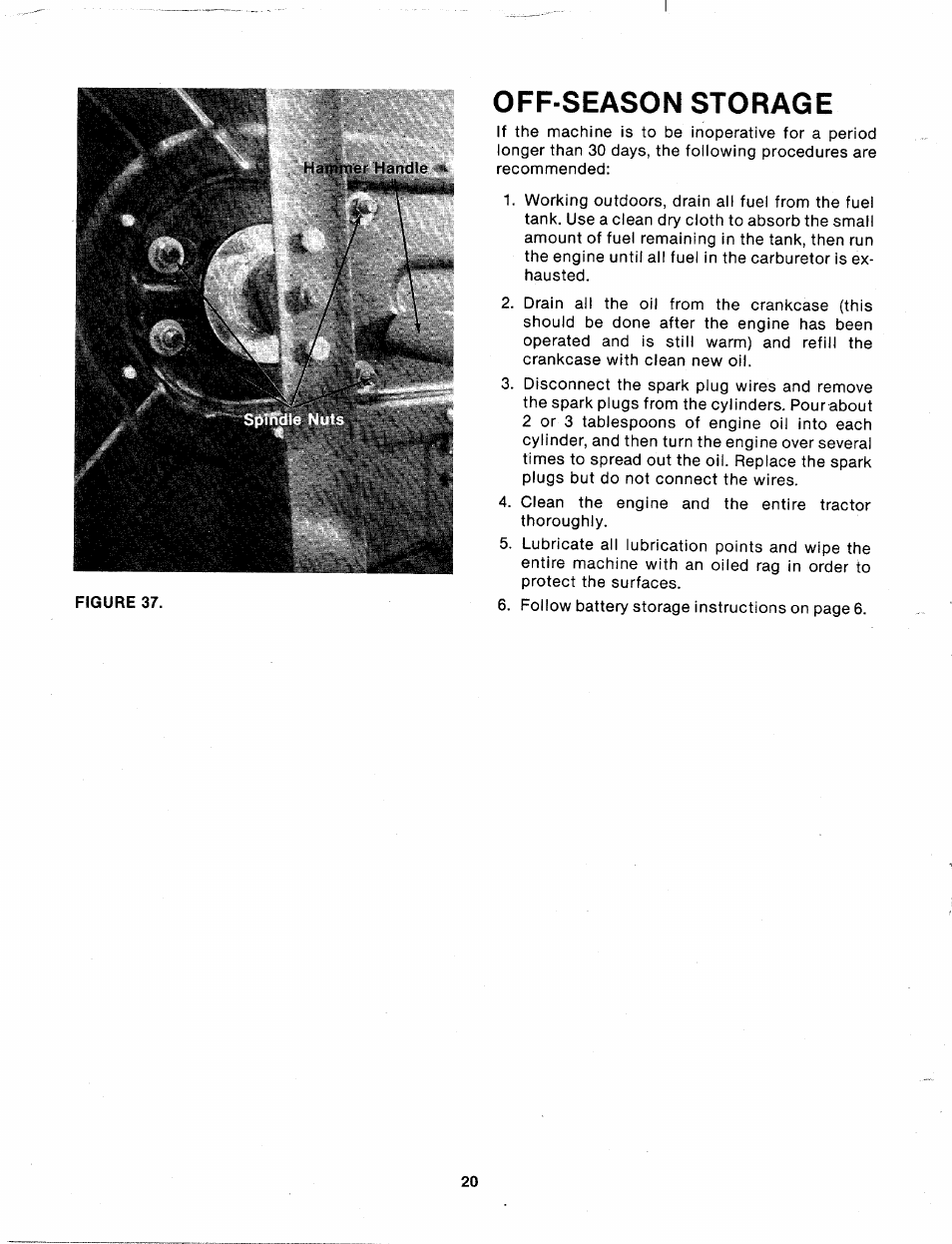 Off season storage, Off-season storage | Bolens 140-830A User Manual | Page 20 / 38