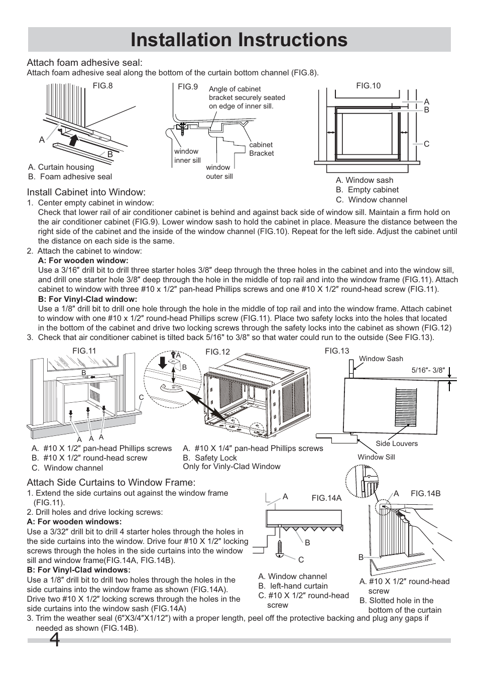 4installation instructions | FRIGIDAIRE FRA064ZU1 User Manual | Page 4 / 6