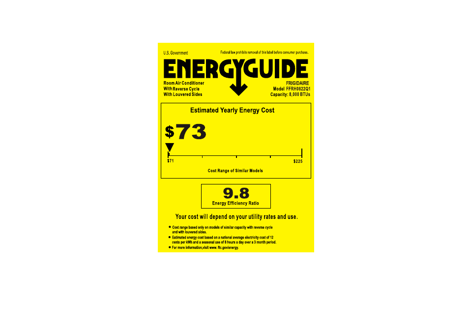 FRIGIDAIRE FFRH0822Q1 User Manual | 1 page