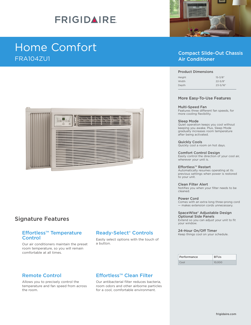 FRIGIDAIRE FRA104ZU1 User Manual | 2 pages