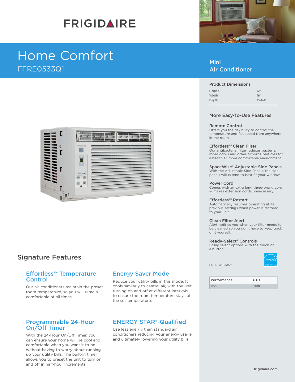 FRIGIDAIRE FFRE0533Q1 User Manual | 2 pages