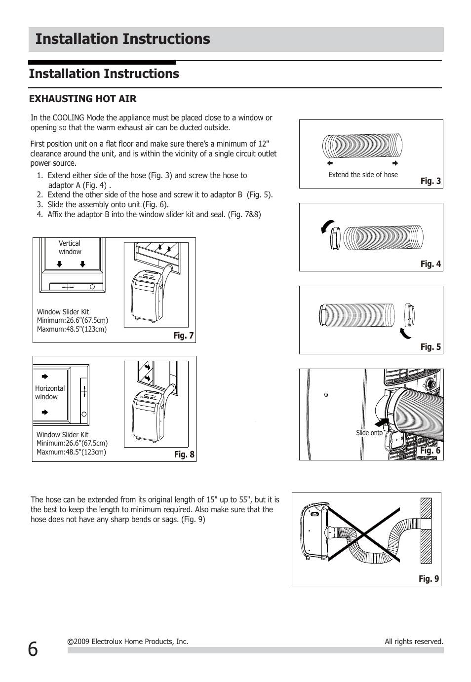 Installation instructions | FRIGIDAIRE FRA073PU1 User Manual | Page 6 / 13