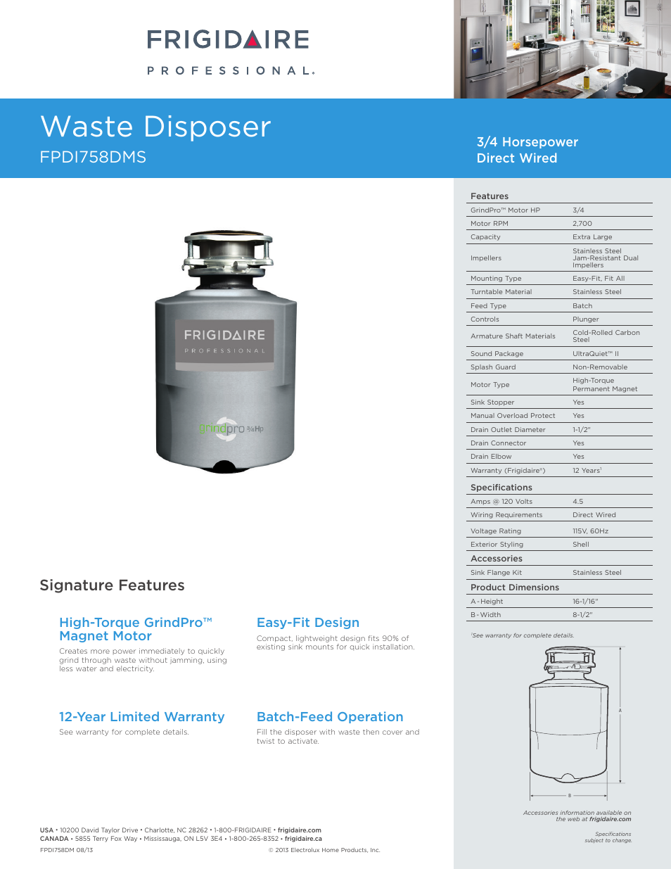 FRIGIDAIRE FPDI758DMS User Manual | 1 page