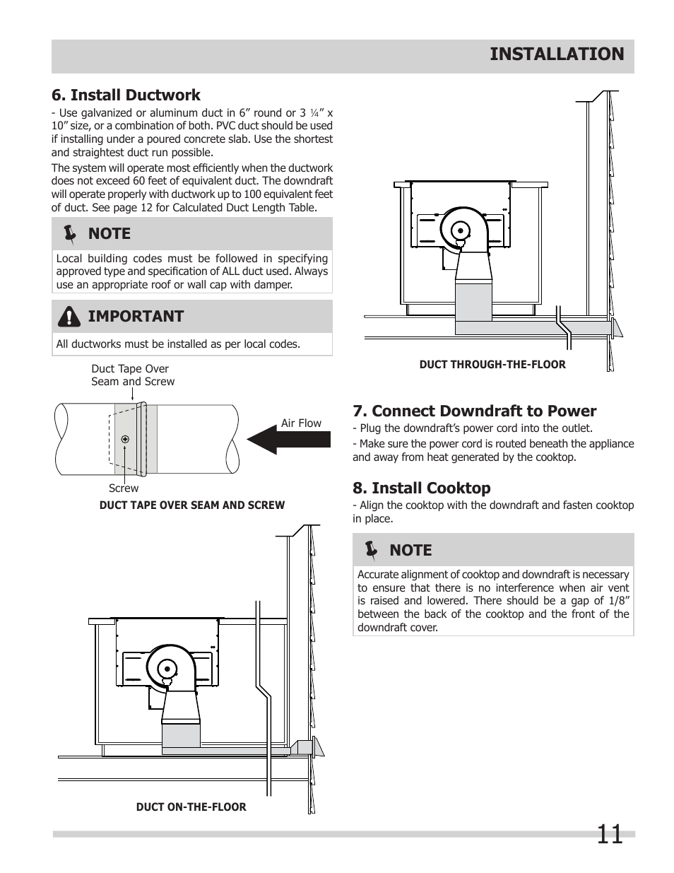 Installation | FRIGIDAIRE FH30DD50MS User Manual | Page 11 / 16
