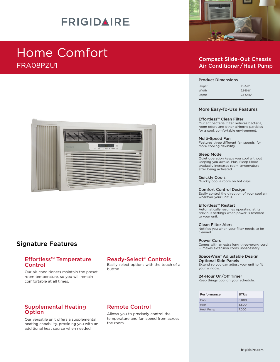 FRIGIDAIRE FRA08PZU1 User Manual | 2 pages