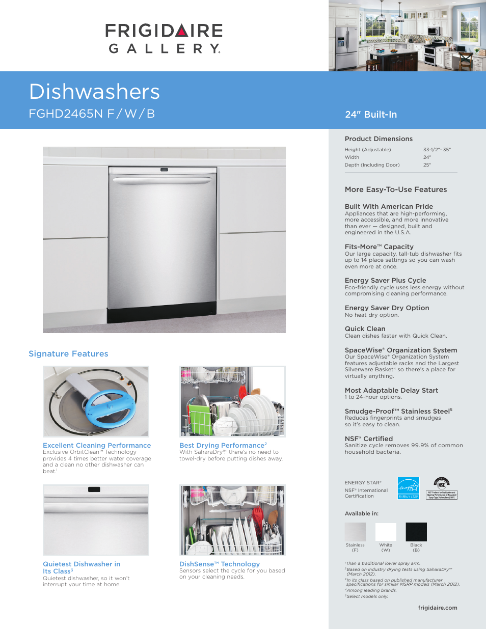 FRIGIDAIRE FGHD2465NB User Manual | 7 pages