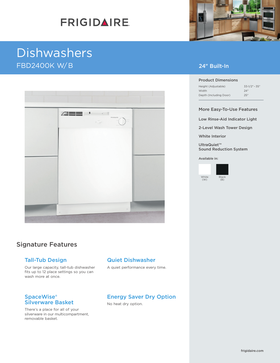 FRIGIDAIRE FBD2400KQ User Manual | 7 pages