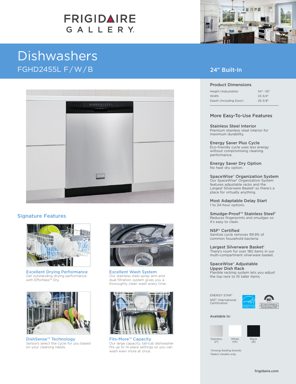 FRIGIDAIRE FGHD2455LW User Manual | 3 pages