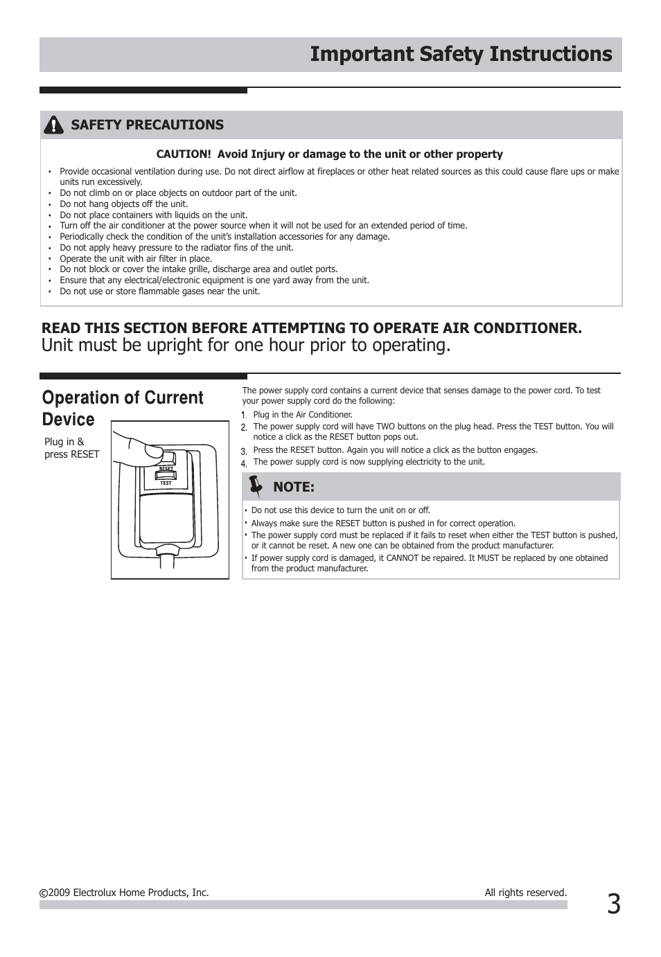 Important safety instructions | FRIGIDAIRE FFRE0533Q1 User Manual | Page 3 / 11