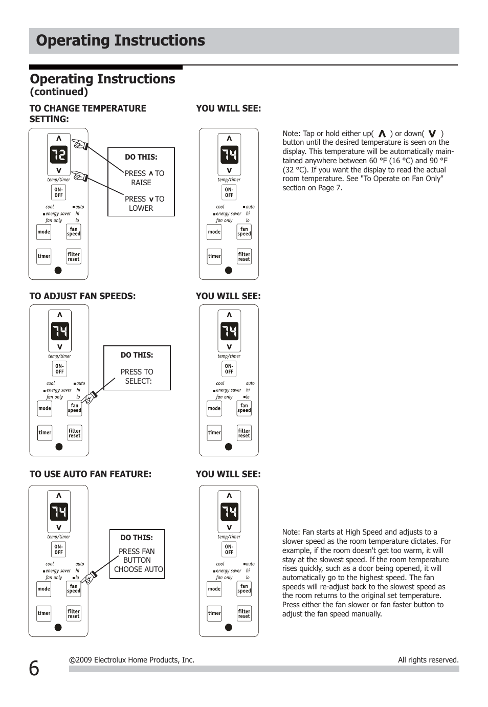 Operating instructions | FRIGIDAIRE FFRE0533Q1 User Manual | Page 6 / 11